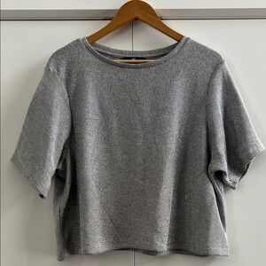 Metallic Silver and Gray Women's Knit Boxy Top